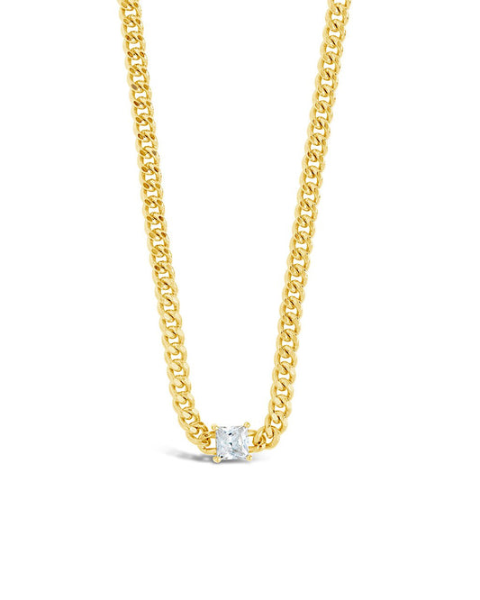 Chain Necklace with Cubic Zirconia Stone Center