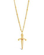 Joan of Arc Dagger Necklace with CZ Center Stone
