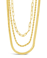 Ila Layered Necklace with Braided, Smooth and Link Chains