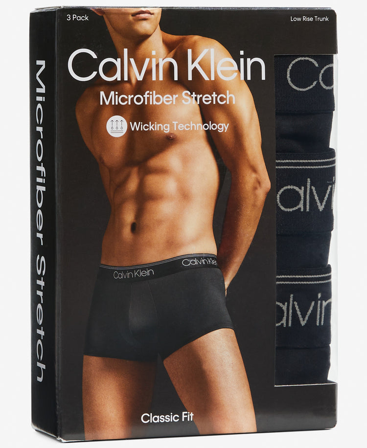 Buy Calvin Klein Underwear Low Rise Microfibre Stretch Trunks - Pack Of 3 