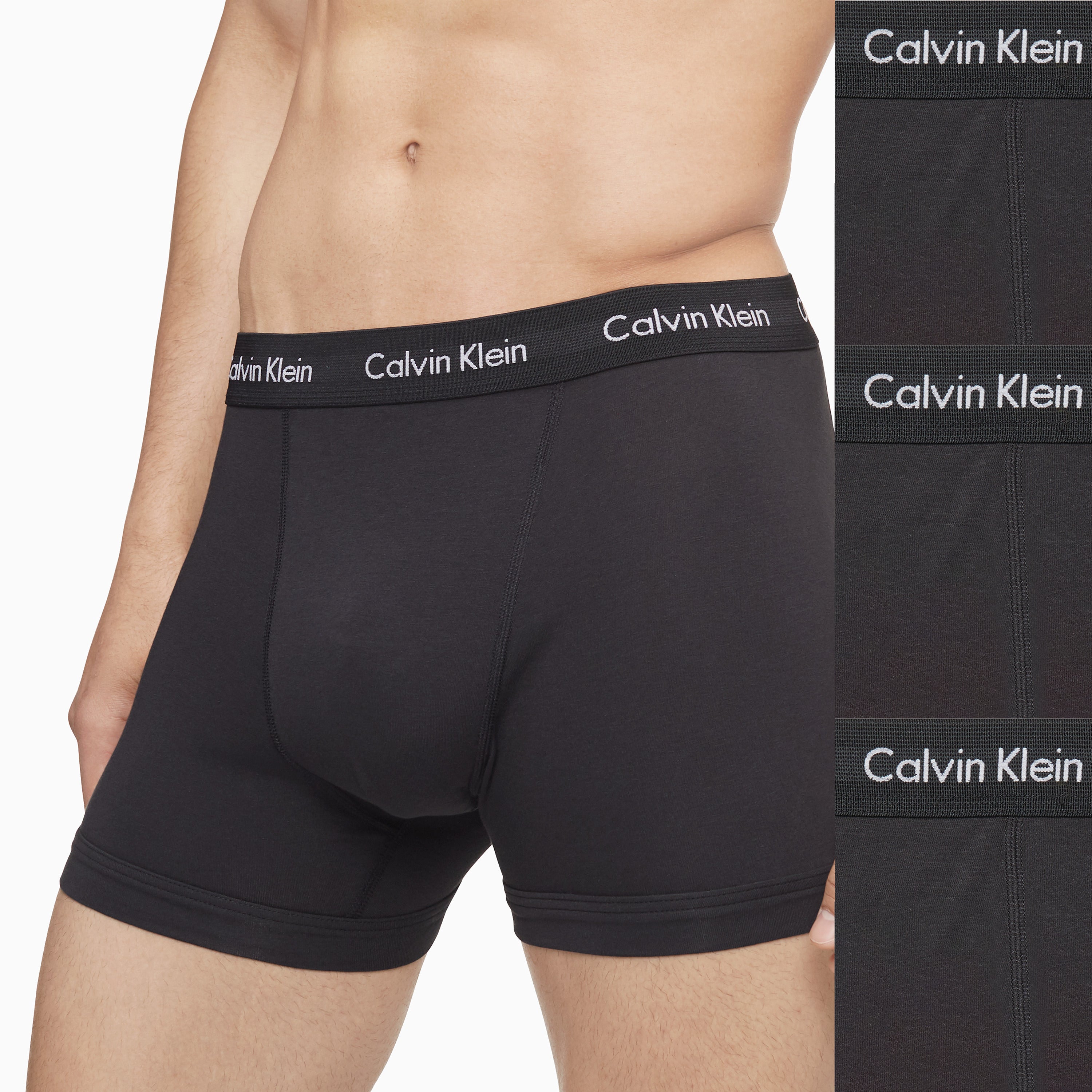  Calvin Klein Cotton Stretch Boxer Brief 3 Pack - Black - Bonton