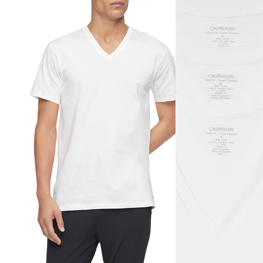 Cotton Classics Short Sleeve V-Neck Classic Fit 3 Pack Tee White