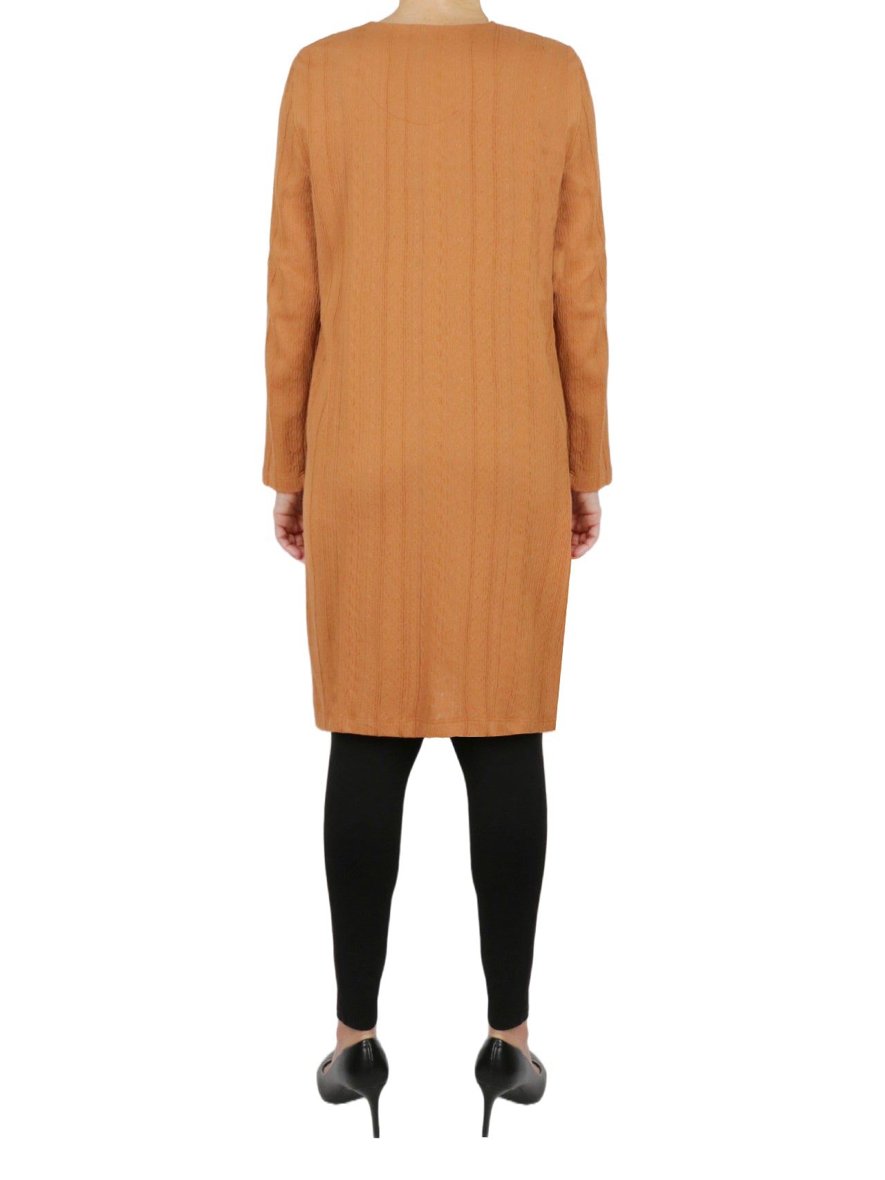  Button Front Long Tunic - Camel - Bonton