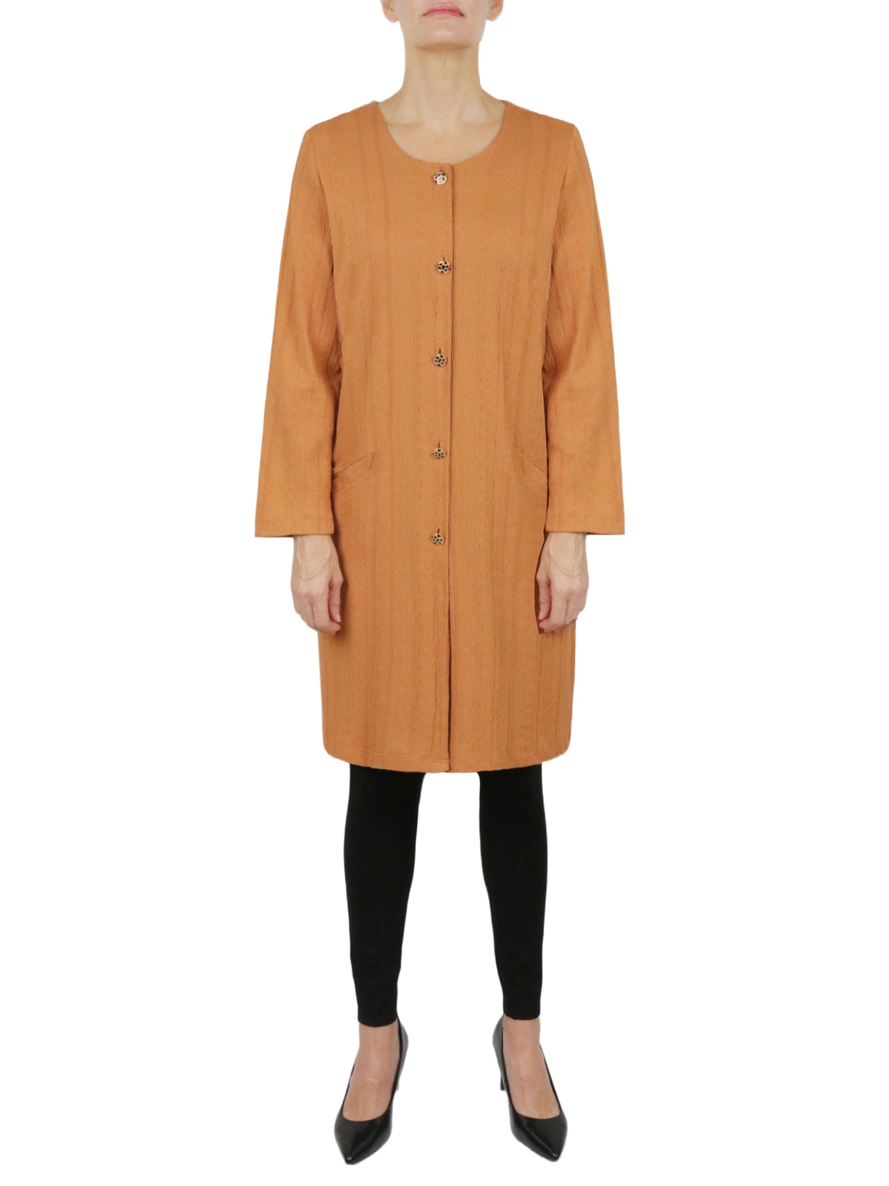  Button Front Long Tunic - Black - Bonton