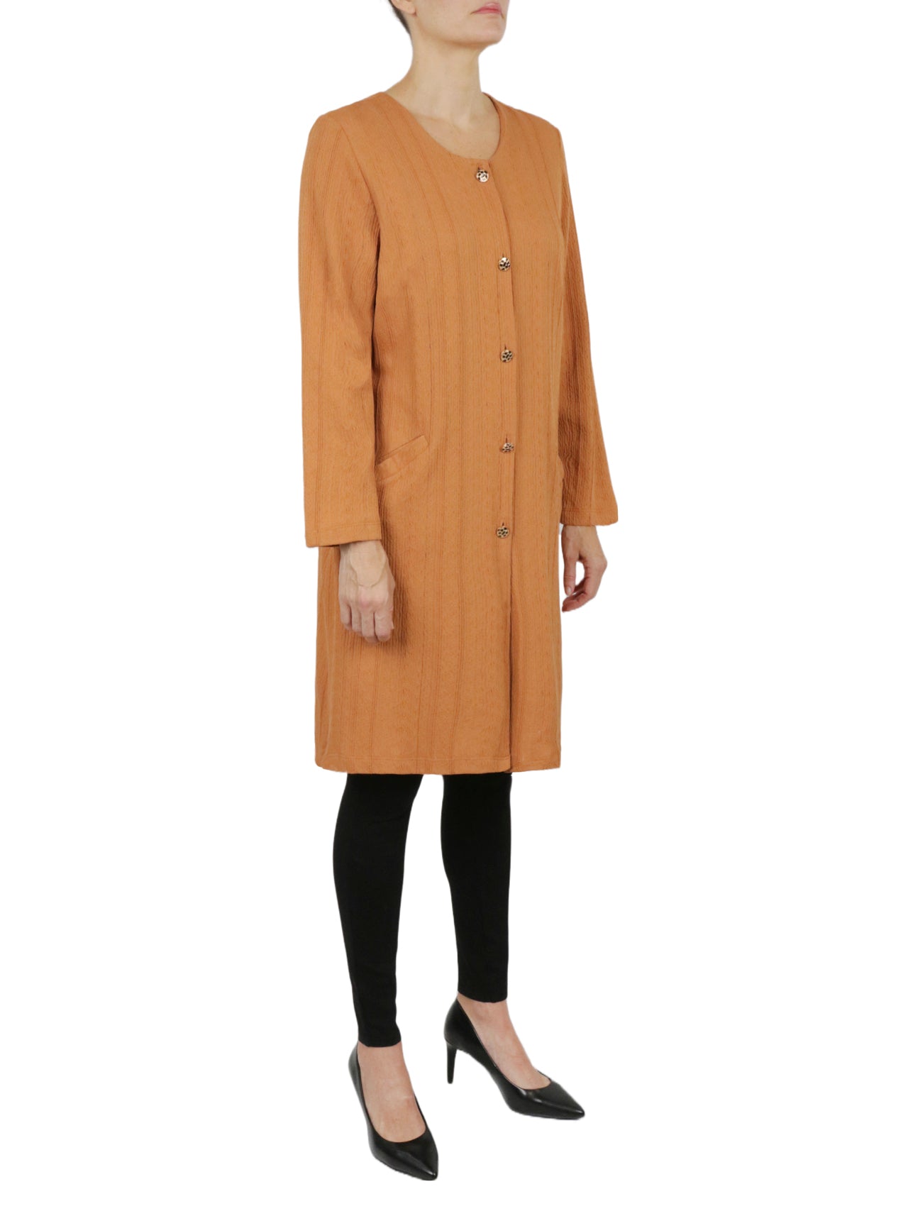  Button Front Long Tunic - Camel - Bonton