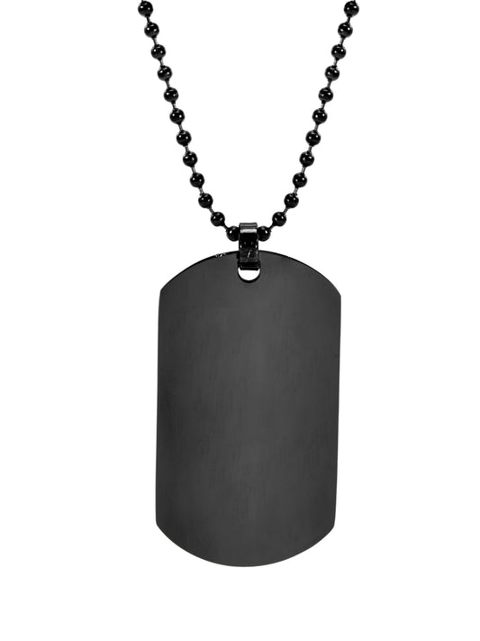 Large Black Stainless Steel Dog Tag Necklace