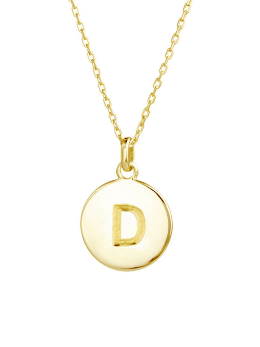 Gold Plated Circle Charm Necklace | D