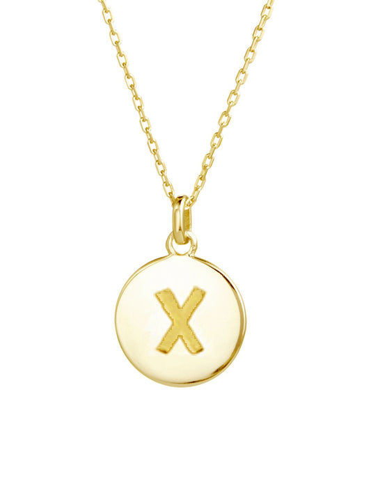 Gold Plated Circle Charm Necklace | X