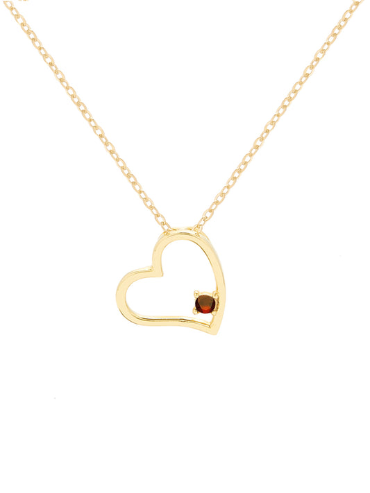 Gold Heart Shaped Birthstone Necklace