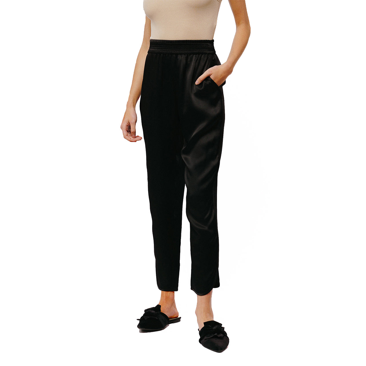  Ciebon Celesti Satin Tuxedo Jogger - Black - Bonton