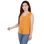 Petite Sleeveless Button Front Top