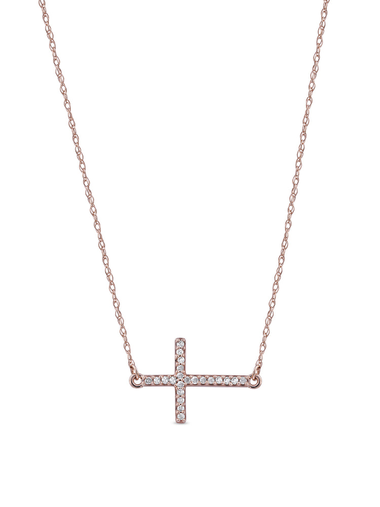 1/20-ct TDW Diamond Cross Pendant Necklace