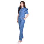 Petite Belted Jumpsuit With Short Sleeve
