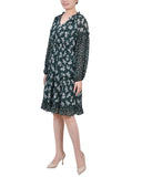 Long Sleeve Combo Chiffon Dress 2