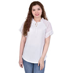 Petite Short Sleeve Top With Chiffon Sleeves
