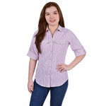 Petite 3/4 Sleeve Button Up Blouse