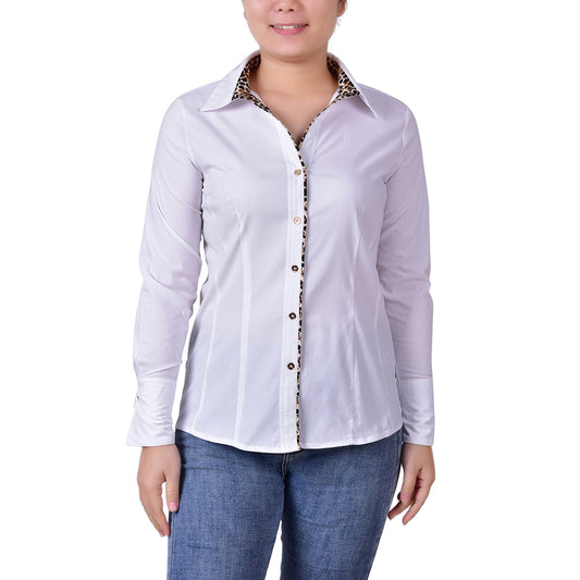 Long Sleeve Collared Blouse With Combo