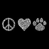 LA Pop Art Women's Word Art T-Shirt - Peace Love Cats