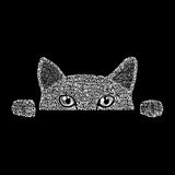 LA Pop Art Women's Word Art Long Sleeve T-Shirt - Peeking Cat