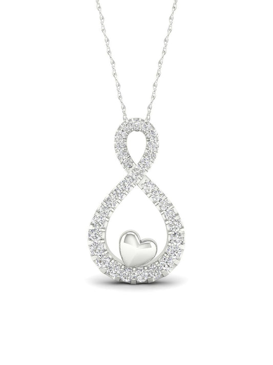1/6ct TDW Diamond Infinity with Heart Pendant Necklace
