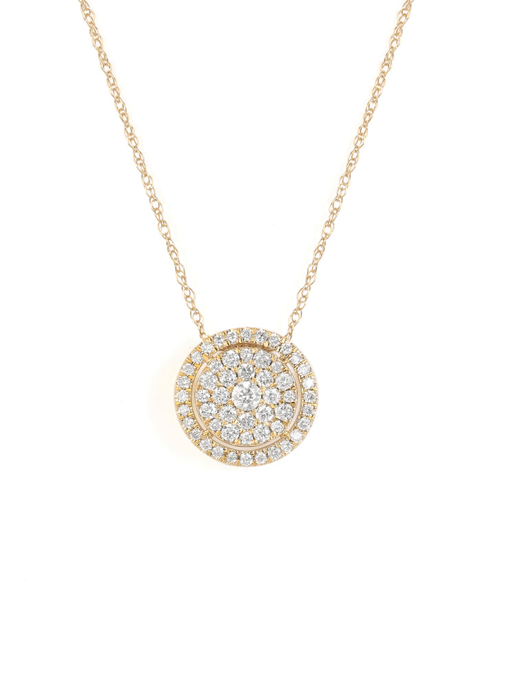 1/3ct TDW Diamond Cluster Halo Pendant Necklace in 14k Gold