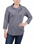 3/4 Sleeve Crossover Cowl Neck Top 2