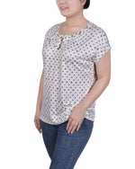 Petite Extended Sleeve Top With Grommets