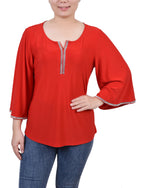 3/4 Bell Sleeve Top With Stones 2