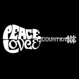 LA Pop Art Women's Word Art T-Shirt - Peace Love Country