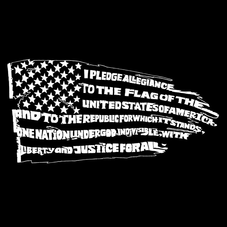 Raglan Baseball Word Art T-shirt - Pledge of Allegiance Flag