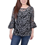 3/4 Sleeve Burnout Blouse With Matching Camisole 1