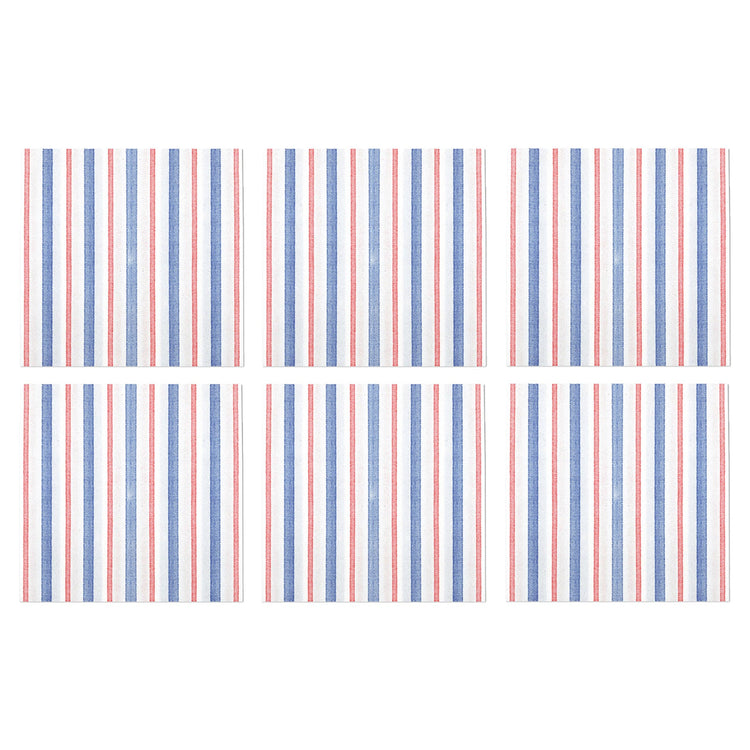 Papersoft Napkins Americana Stripe Cocktail Napkins (Pack of 20) - Set of 6