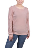 Long Sleeve Ribbed Pearl Trimmed Top 2