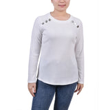 Long Sleeve Ribbed Button Detail Top 2