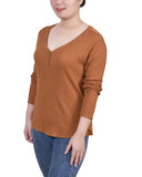 Long Sleeve Ribbed Henley Top 2