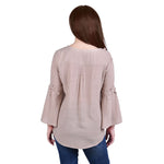 Petite 3/4 Bell Sleeve With Lace Detail Blouse
