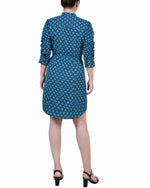 3/4 Rouched Sleeve Dress With Belt 2