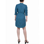 3/4 Rouched Sleeve Dress With Belt 2