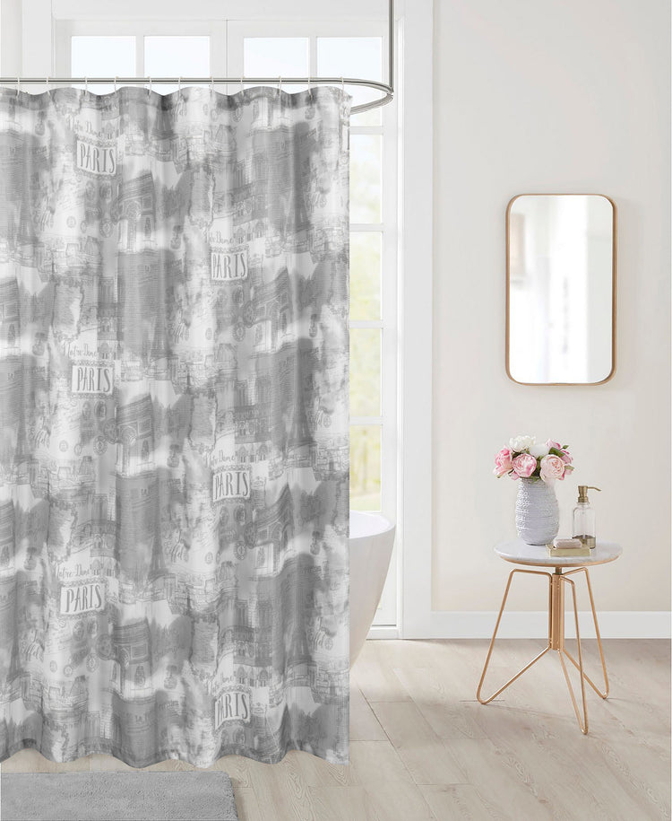 Paris Shower Curtain with Hooks 13 Piece Set