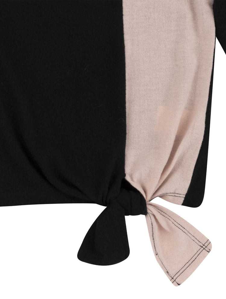Color Block Tie Front Top