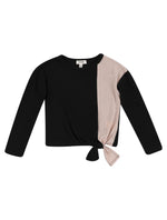 Color Block Tie Front Top