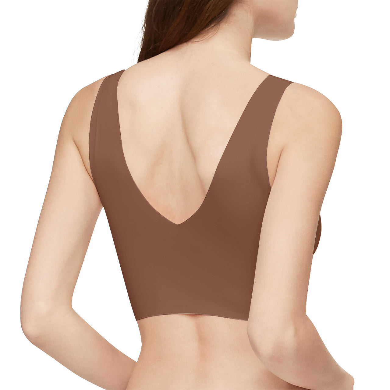  Calvin Klein V-Neck Lightly Lined Bralette - Light Chestnut - Bonton