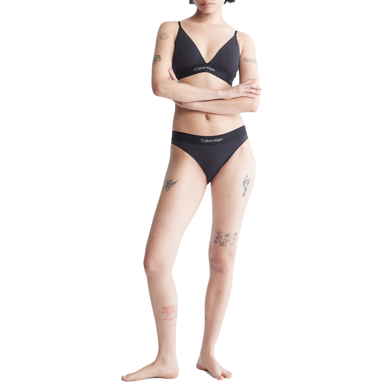  Calvin Klein Light Lined Triangle Bra - Black - Bonton
