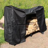 Heavy-Duty Steel Firewood Log Rack Holder and Weather-Resistant PVC Log Rack Cover - 6' - Black