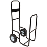 Indoor/Steel Rolling Firewood Log Cart Carrier with Wheels - 1/8 Face Cord - Black