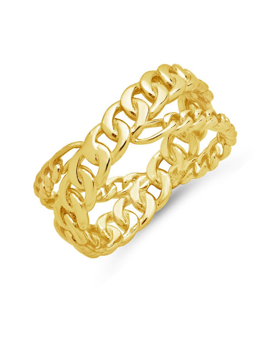 Avri Crisscross Chain Ring in Silver or Gold Tones