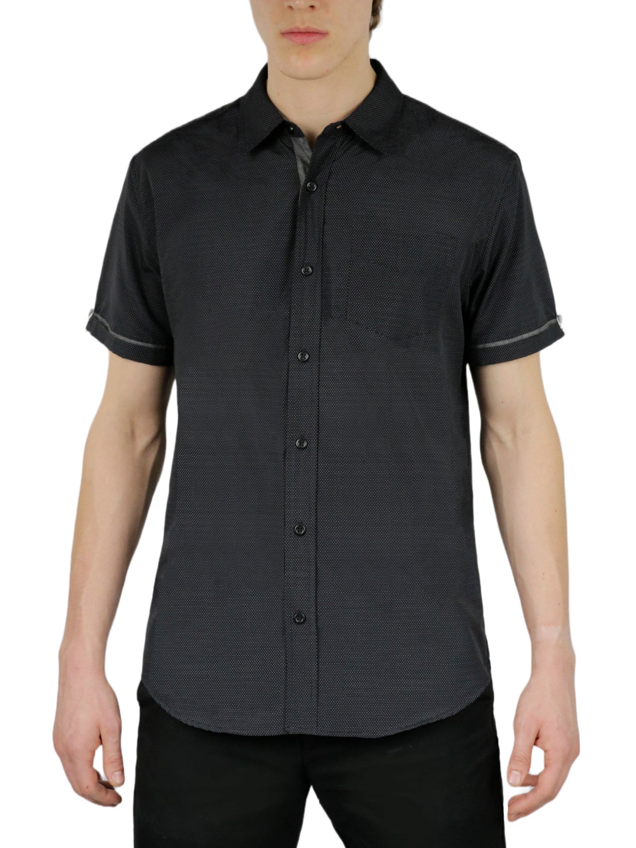  Ditsy Print Short Sleeve Shirt - Deep Navy - Bonton