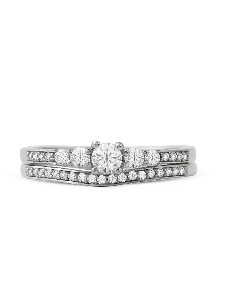 1/2ct TDW Diamond Five Stone Bridal Ring Set