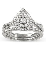 1/2ct TDW Diamond Double Halo Bridal Ring Set