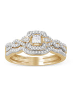 1/3ct TDW Diamond Halo Bridal Ring Set
